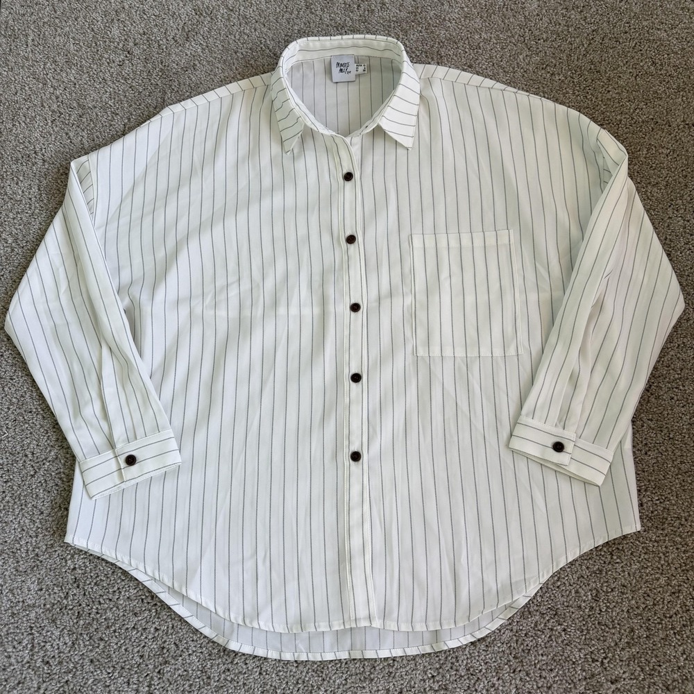 Princess Polly Shirt Womens 6 White Striped Button Up Long Sleeve Relaxed Top